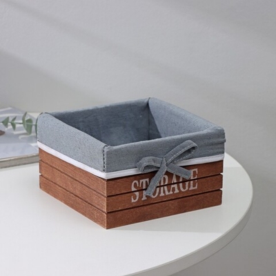 Корзина для хранения деревянная квадратная Storage 15х15х9 см (коричневый)