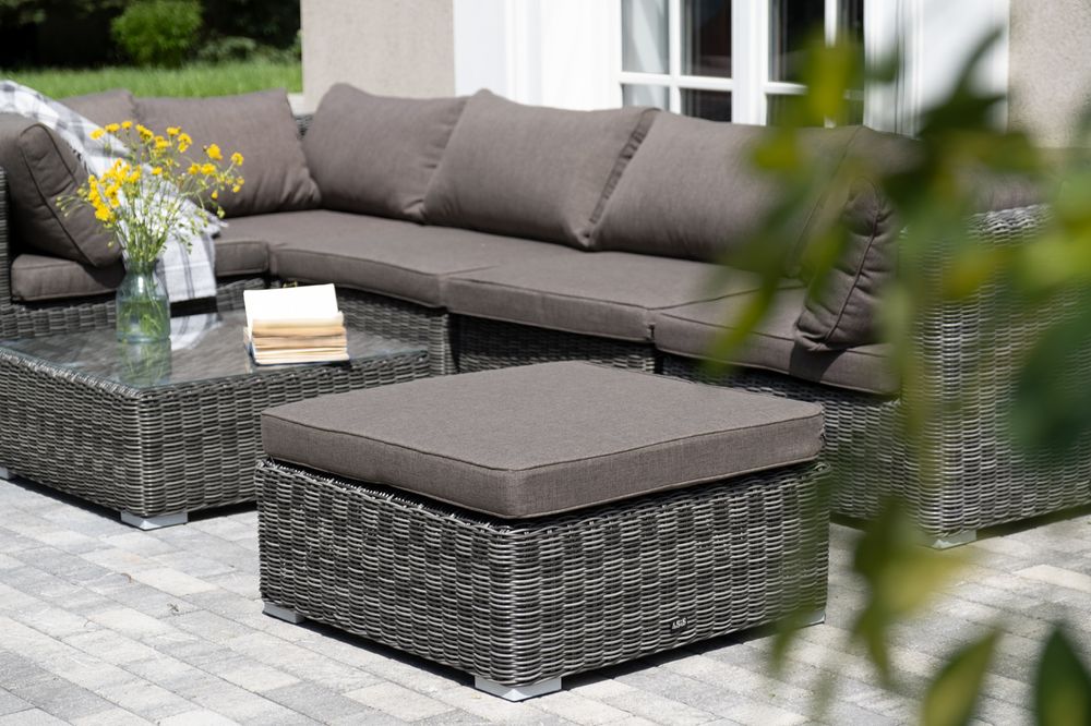 "Лунго" трансформирующаяся лаунж-зона из искусственного ротанга, цвет графит