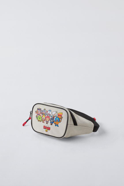 ZARA ПОЯСНАЯ СУМКА С ПРИНТОМ BRAWL STARS © SUPERCELL OY, СЕРЫЙ