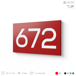 Номер на дверь 672, табличка на дверь для офиса, квартиры, кабинета, аудитории, склада, красная 120х70 мм, Айдентика Технолоджи