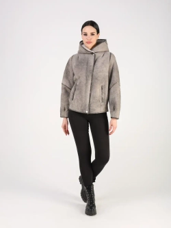 Дубленка зимняя натуральная короткая куртка с капюшоном