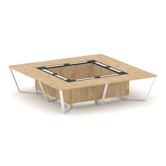 Steel Meet Стол переговорный квадратный KM-PR.B.SP-16K Тиквуд Светлый/Графит Глянец/Металл Белый 320