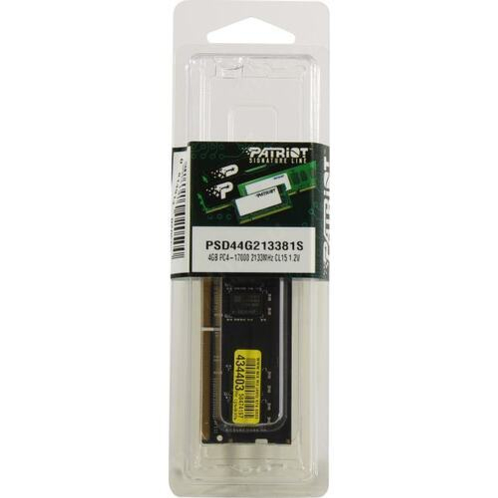 Модуль памяти Patriot Signature Line DDR4 SODIMM 4Gb PC4-17000 CL15