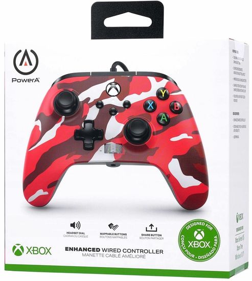 Геймпад проводной PowerA "Camouflage Red" (Камуфляж красный) Enhanced Wired Controller for Xbox Series X/S (1518910-01) (Xbox One/Series X/S/PC)
