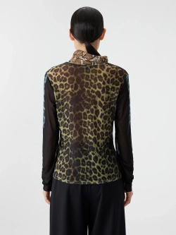 Лонгслив из сетки с леопардовым принтом OLA OLA