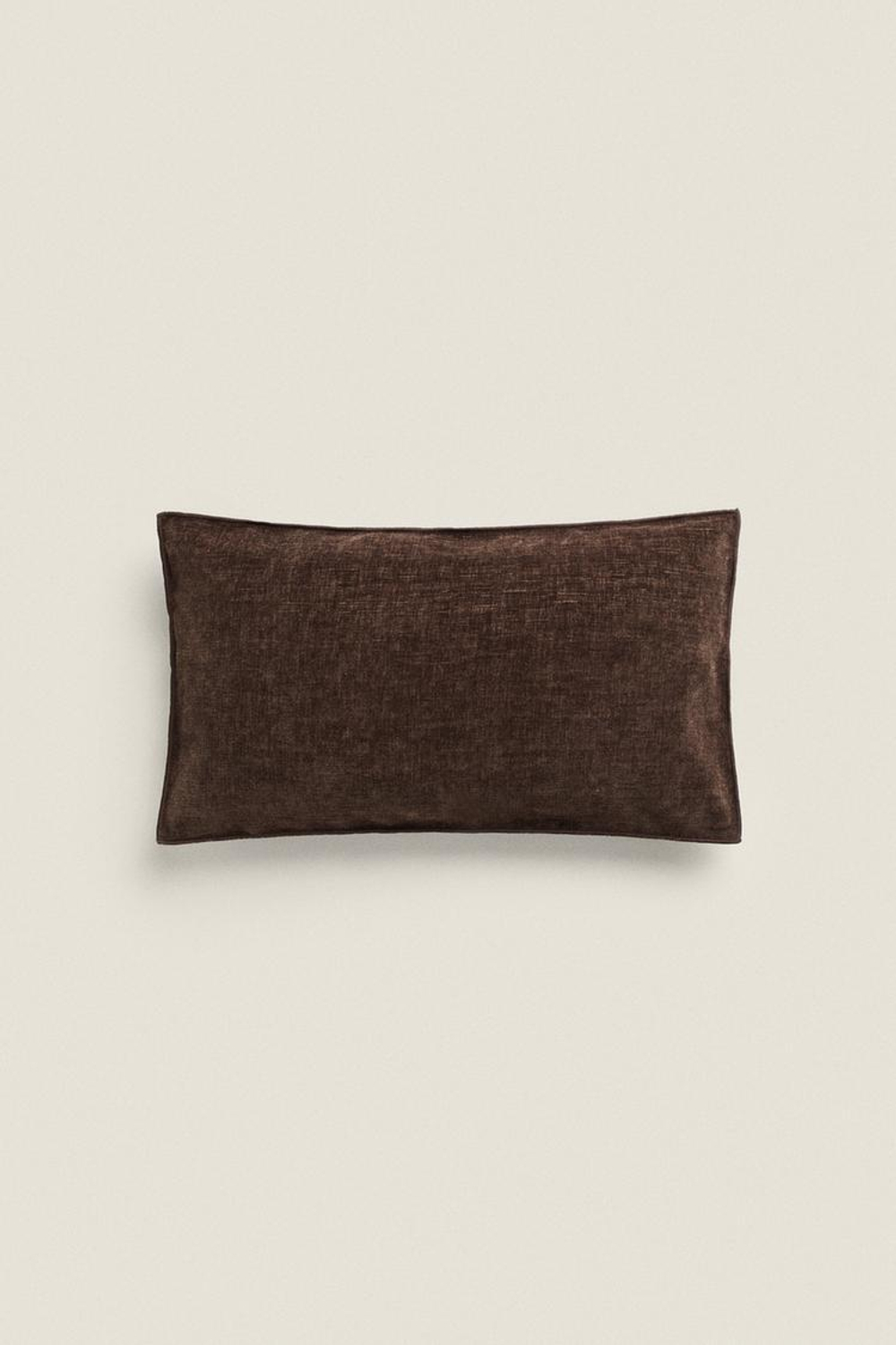 ZARA HOME ЧЕХОЛ ДЛЯ ДЕКОРАТИВНОЙ ПОДУШКИ С ВЫШИВКОЙ ИЗ СИНЕЛИ, КОРИЧНЕВЫЙ