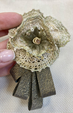 Пряжа лен 100% БРОШЬ текстиль в технике плетения на коклюшках