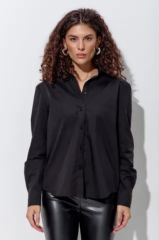 Свободная базовая рубашка из хлопка черного цвета