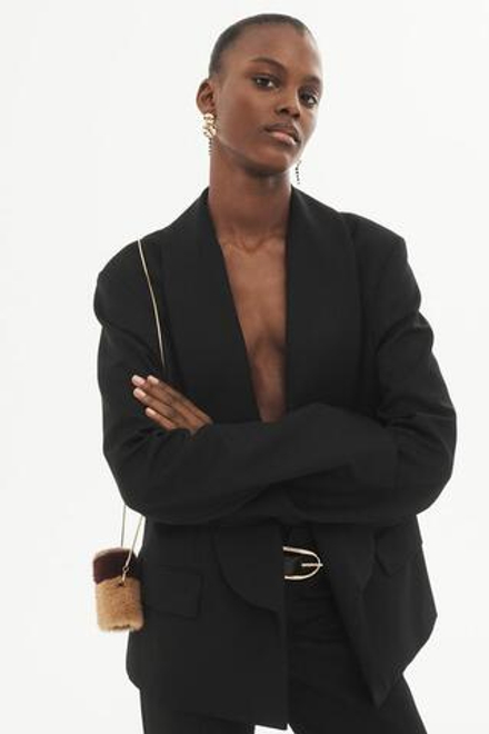 ZARA ШЕРСТЯНОЙ БЛЕЙЗЕР В СТИЛЕ СМОКИНГА - LIMITED EDITION, ЧЕРНЫЙ