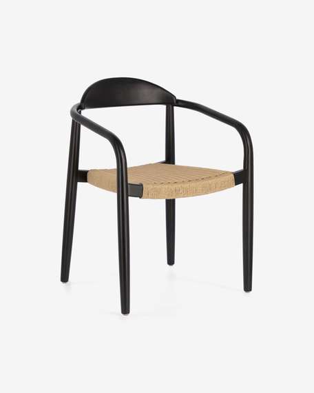 Стул Glynis черный с натуральным сиденьем | La Forma | Испания | Купить в Hallberg.ru