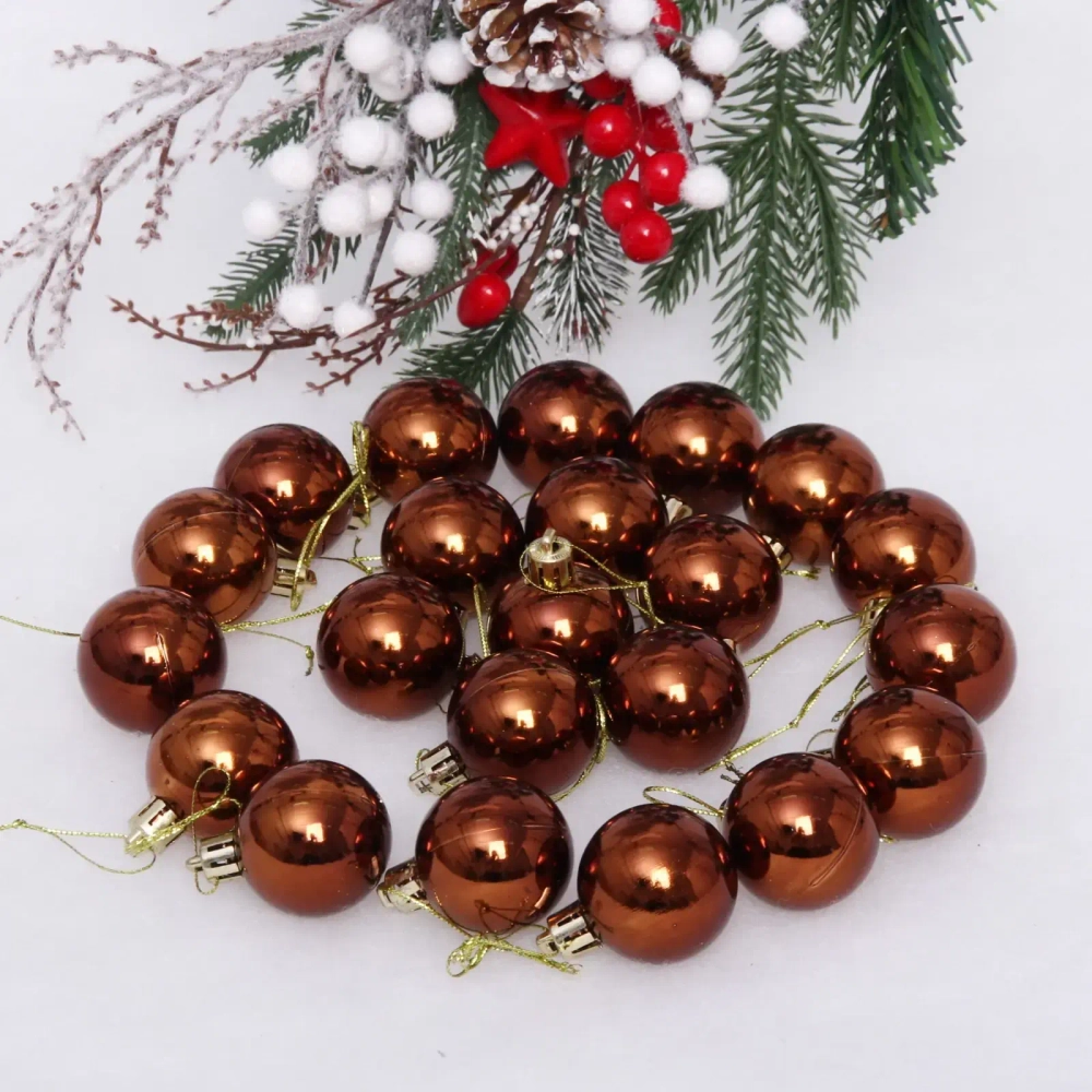 Новогодние шары 4 см (набор 24 шт) «Глянец», шоколад