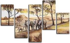 Модульная картина "Семья слонов"