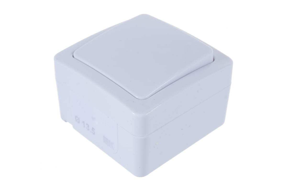 Выключатель 1-клавишный для открытой установки ВС20-1-0-ГПБ IP54 ГЕРМЕС PLUS (цвет клавиши: белый) IEK