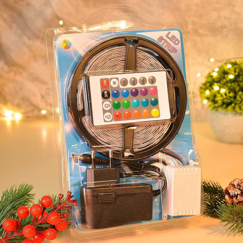 Лента светодиодная 300 ламп 5м 300, с пультом, мультицвет, LG-4-6