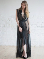 Роскошный пеньюар в пол (Размер: M-L) (Цвет: черный)