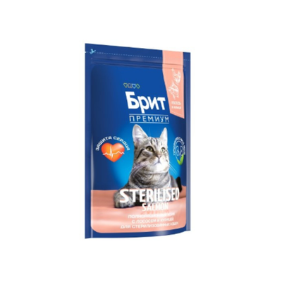 Сухой корм для стерилизованных кошек BRIT PREMIUM с лососем и курицей "Cat Sterilised Salmon&Chicken", 2кг