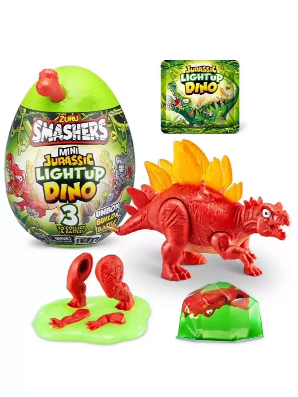 Игрушка сюрприз Zuru Smashers mini Jurassic Lightup Dino красный