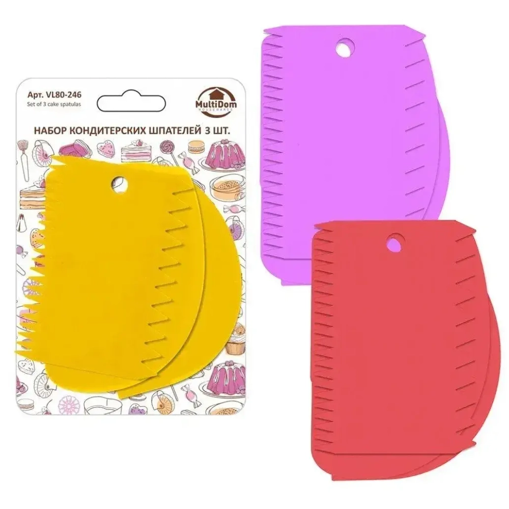 Шпатель кондитерский набор 10.5*7.5, 12*8, 12*8.5 см 3цв.
