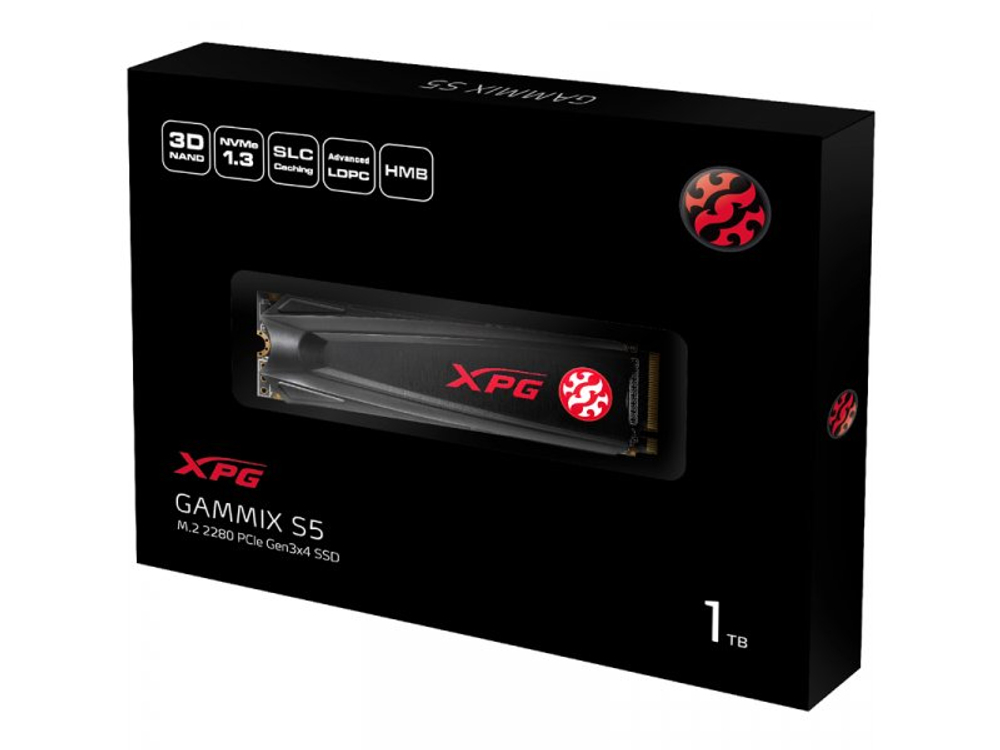 SSD накопитель ADATA XPG Gammix S5 1ТБ, M.2 2280, PCIe 3.0 x4, NVMe [AGAMMIXS5-1TT-C]
