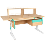 Растущая парта с навесной тумбой, задними и боковой полками Дэми СУТ 25-05-Б1Д2 (1500×880 мм)
