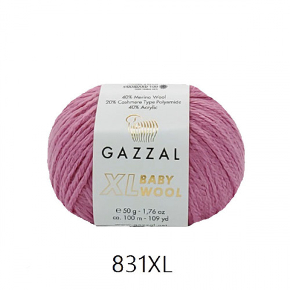 Пряжа Baby Wool XL 50 г, 100м, 40%акрил, 40%шерсть мериноса, 20%кашемир, 40%акрил (цена за 1 шт)