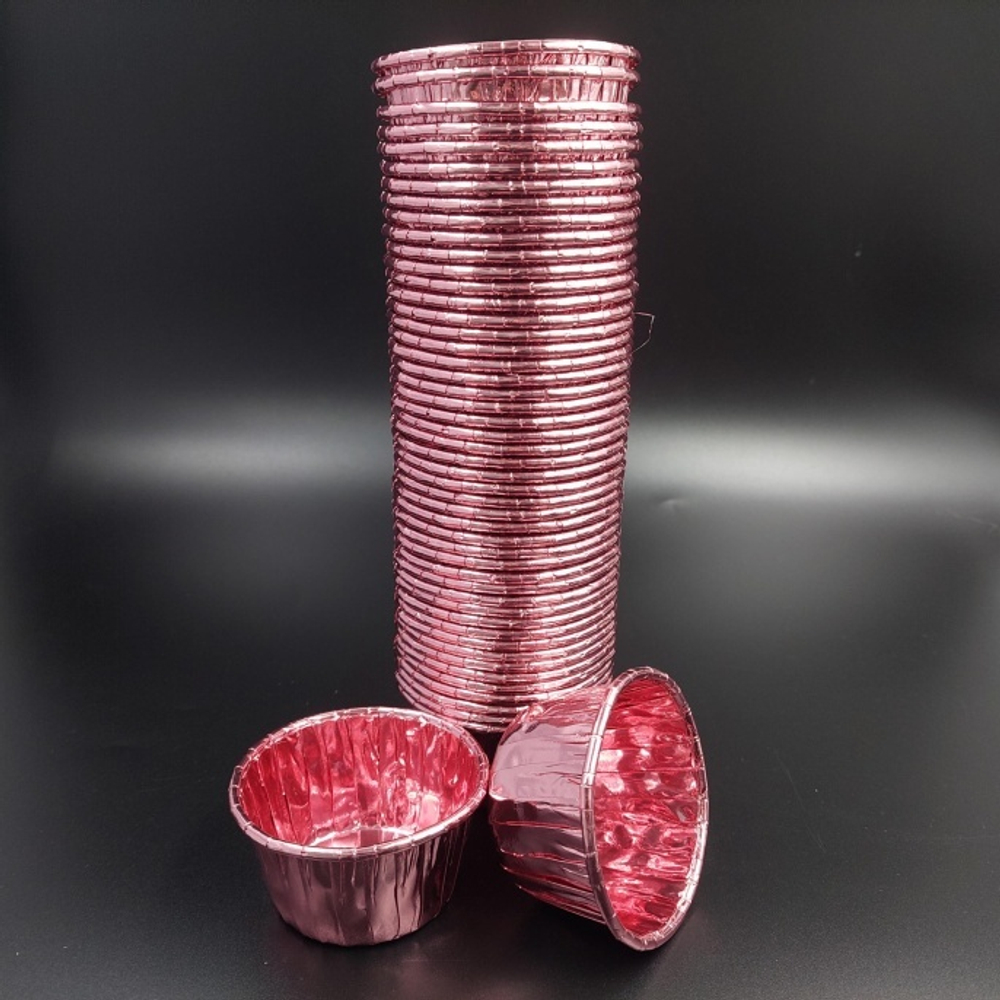 Форма бумажная МАФФИН ламинат "Розовый металлик" d50*h40 мм. (50 шт./упак.), 1 шт.