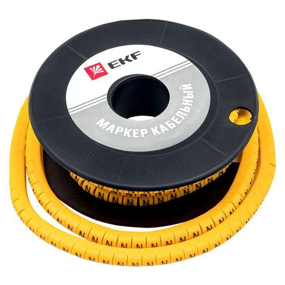 Маркер каб. 4.0кв.мм "N" (ЕС-2) (уп.500шт) EKF plc-KM-4-N