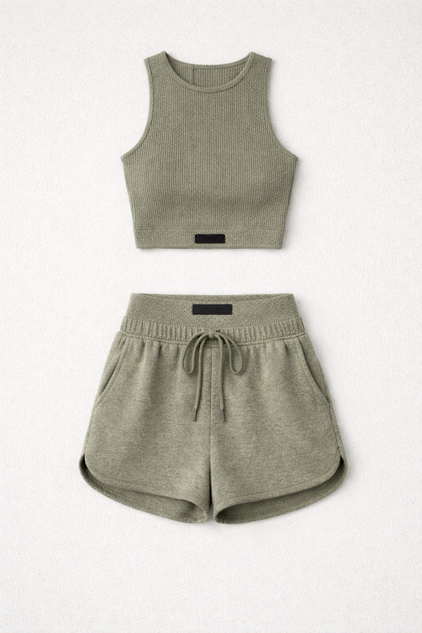 RIBBED CROP KHAKI