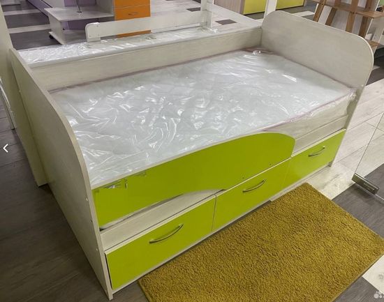 Кровать ВИЛЬНА-1400-0800 /1432*852*852/ анкор белый / лайм