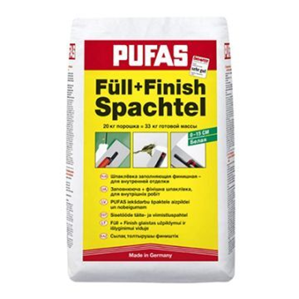 Шпатлевка гипсовая Pufas Glatt-und Fullspachtel желтый мешок №1 20 кг