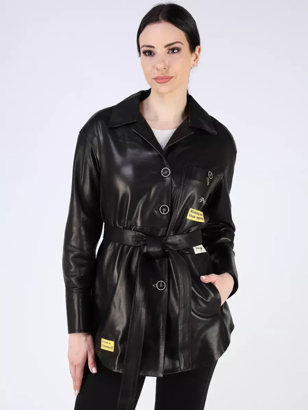 Кожаная куртка демисезонная рубашка