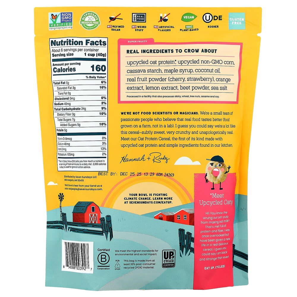 Seven Sundays, Овсяные протеиновые хлопья, суперфрукты, 227 г (8 унций)