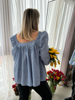 Топ в клетку голубой