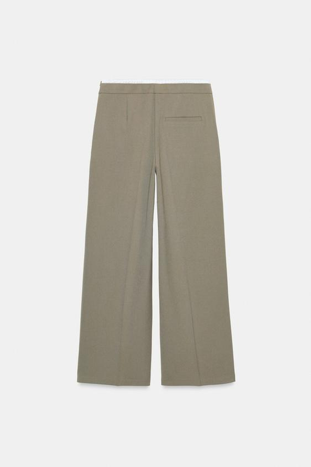 ZARA БРЮКИ С ШИРОКИМИ ШТАНИНАМИ И ДВОЙНЫМ ПОЯСОМ, ХАКИ