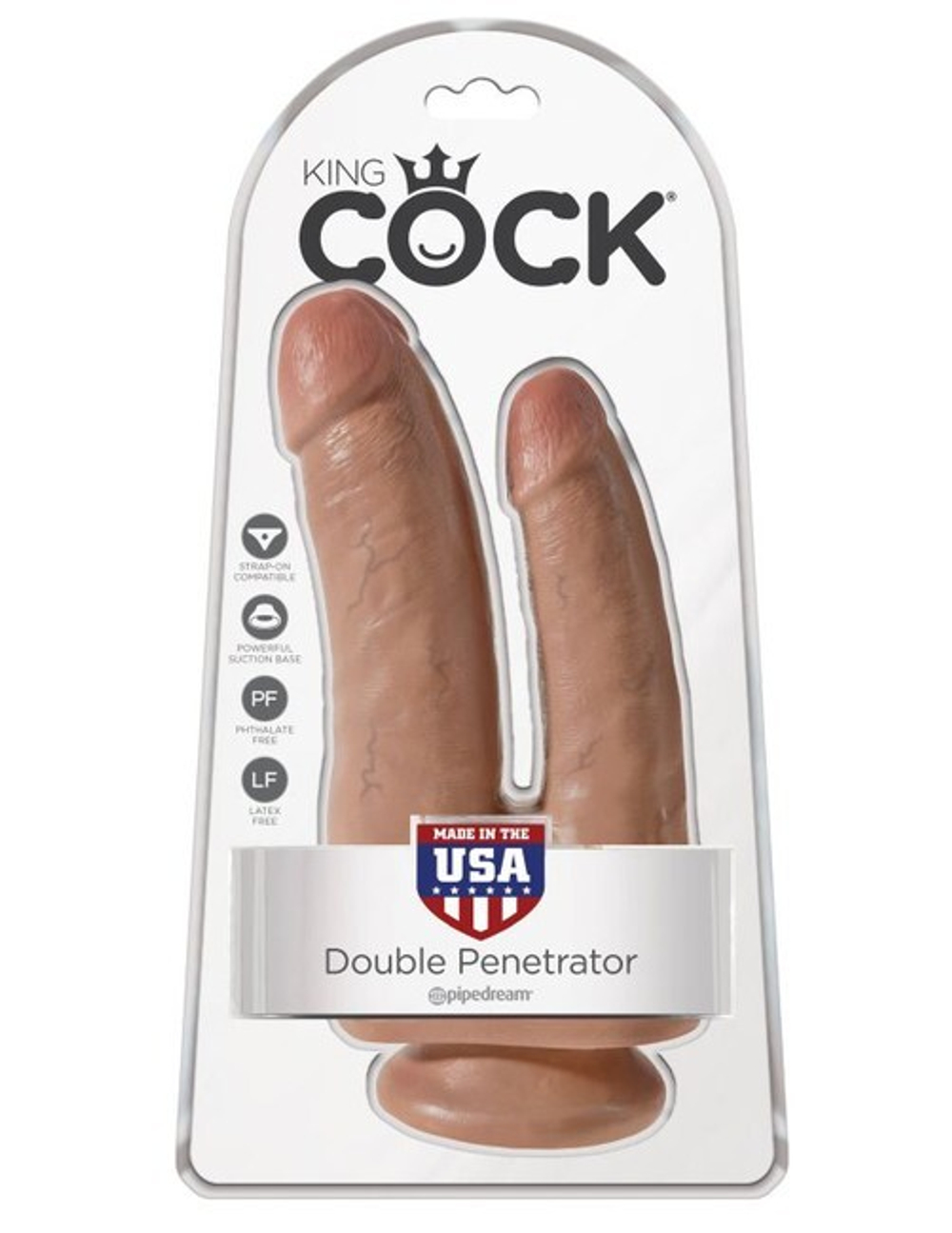 Фаллоимитатор анально-вагинальный загорелый King Cock Double Penetrator (Цвет: телесный)
