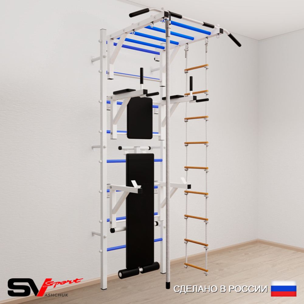 Шведская стенка Sv Sport усиленная 665 (Турник рукоход/Брусья/Стойка/Скамья/Канат/Лестница)