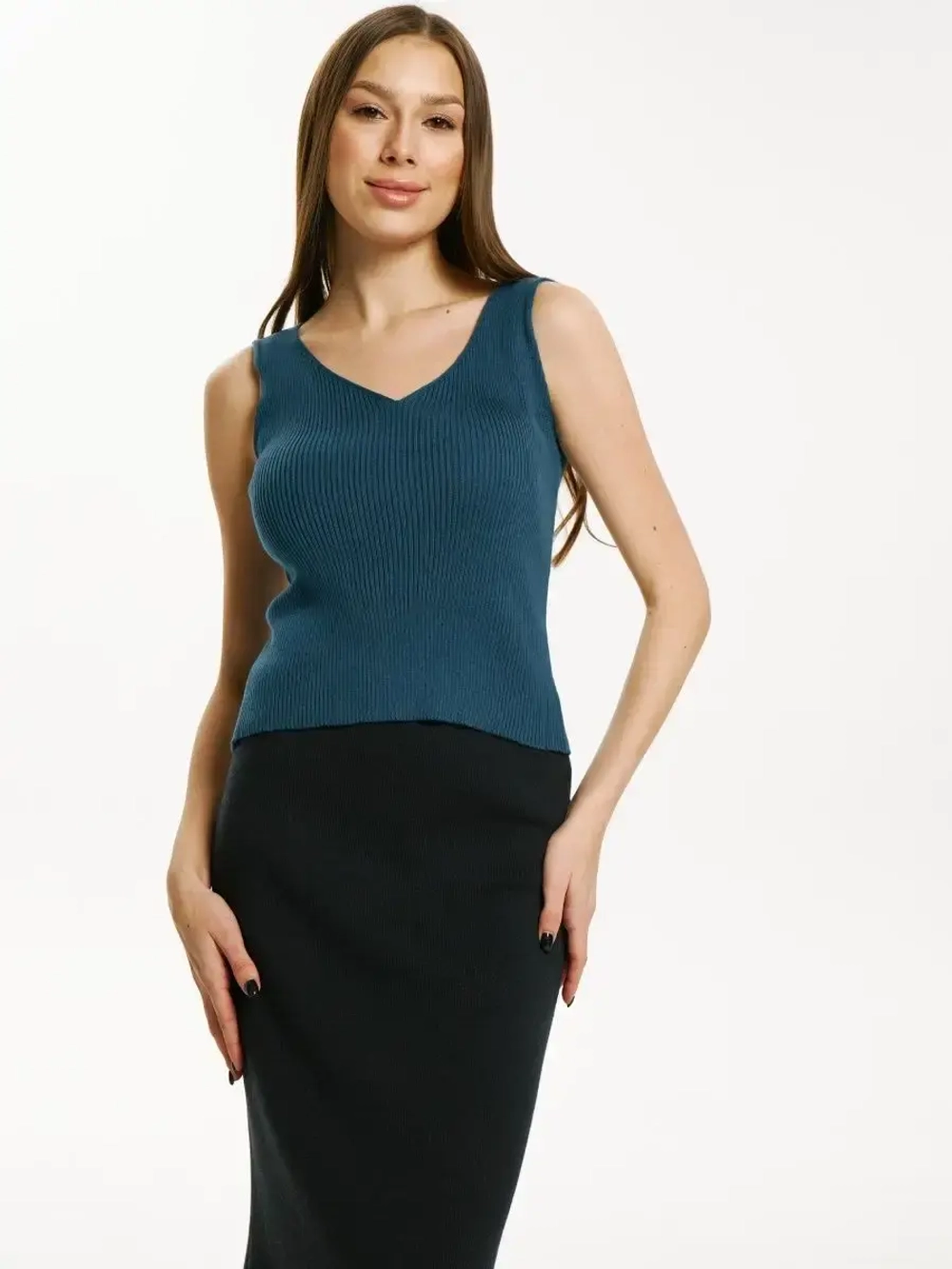 Топ вязаный, майка в рубчик