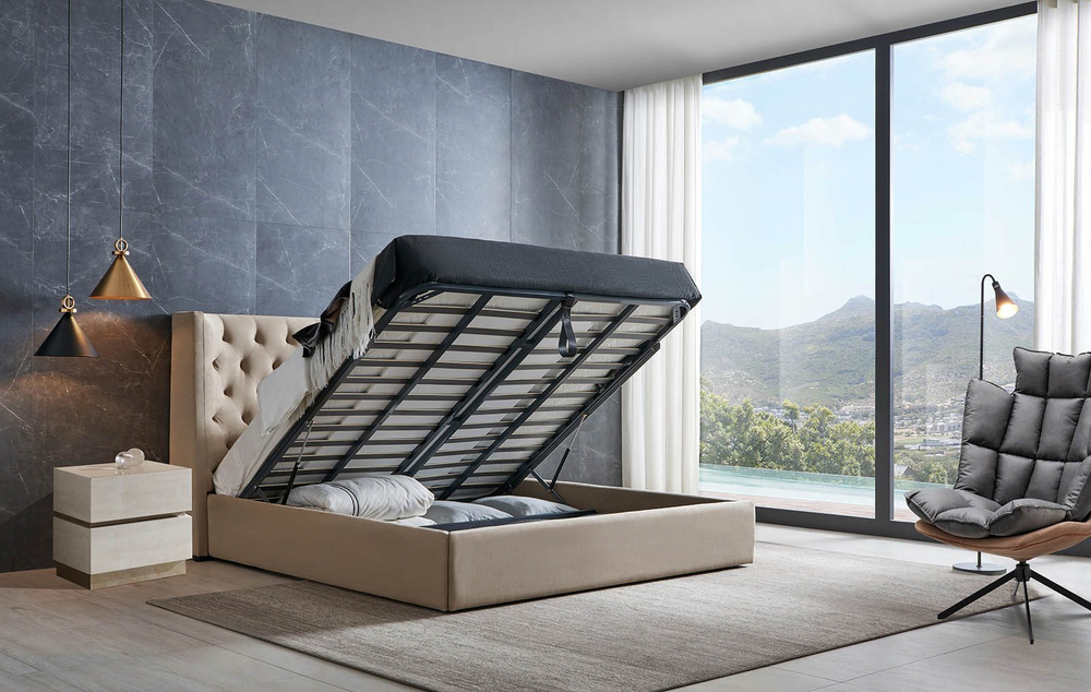 Кровать 1726 BEIGE бежевая с ящиком для белья