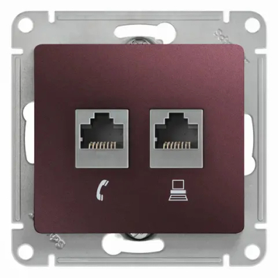 РОЗЕТКА 2-я RJ11+RJ45,кат.5E,БАКЛАЖАН