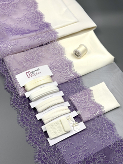 Кружево шантильи яркая лаванда с шампанью неэластичное ширина 22 см длина 1.45 м