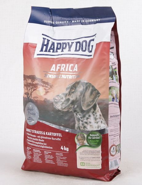 Happy Dog Africa Гипоаллергенный Корм Картофель с Мясом Страуса