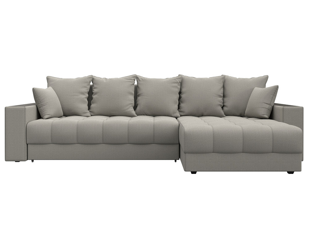 Диван угловой с декором и полкой Лига-050 НПБ, Амур 02 бежевый, Рогожка, 128586