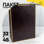 Пакет подарочный 32х45х15см Премиум "Золотая рамка" (Коричневый)