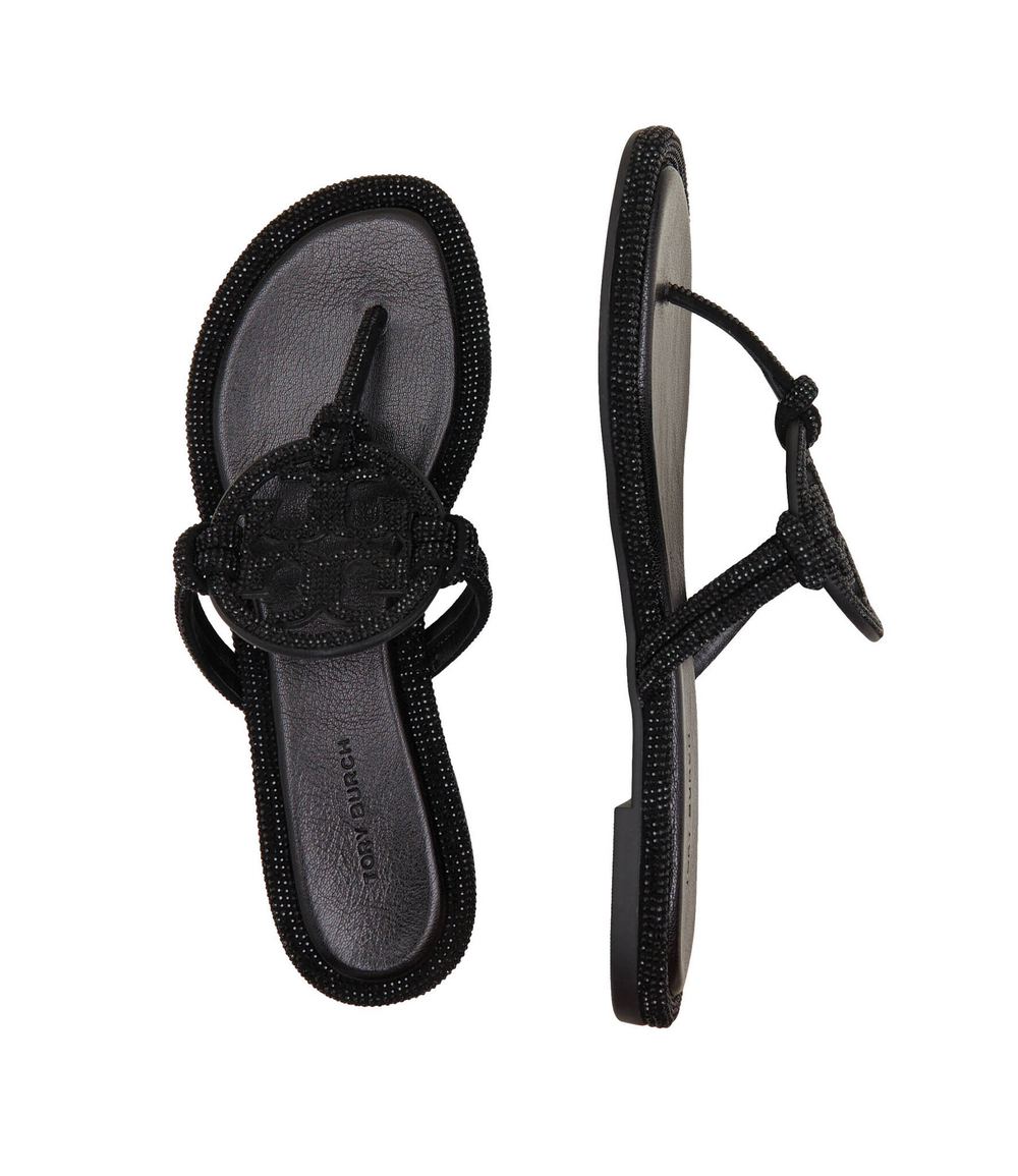 Кожаные вьетнамки MILLER KNOTTED PAVE TORY BURCH - черный(152177)