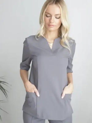 Рубашка медицинская стрейч серая