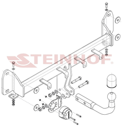 Фаркоп на BMW X3 F25 (также xDrive) 2010-2017, BMW X3 G01 2017-, BMW X4 F26 2014-2018, BMW X4 G02 2018- без подрезки бампера (паспорт и сертификат в комплекте)(без электрики) Steinhof.B-098