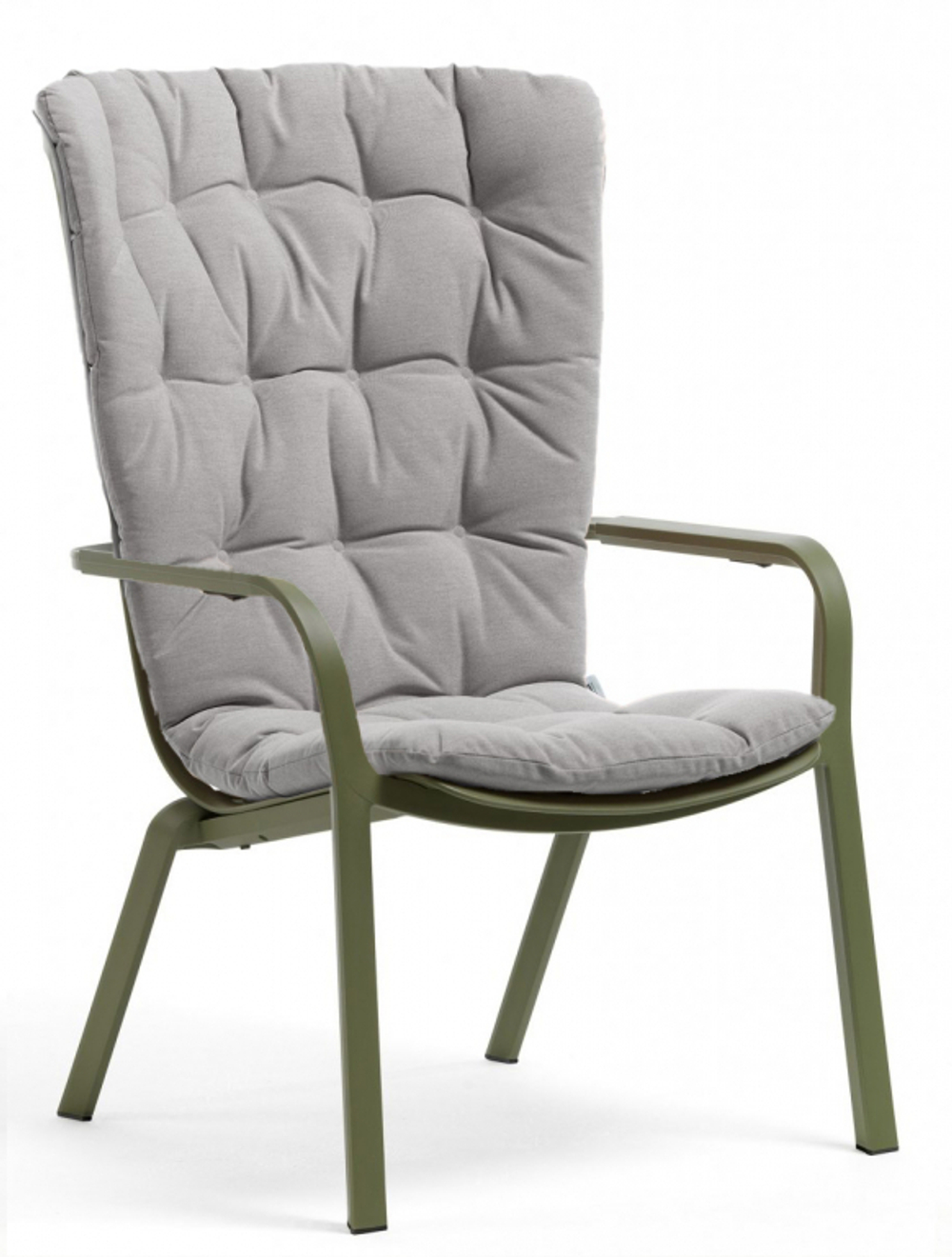 Лаунж-кресло пластиковое с подушкой Nardi Folio, агава, серый