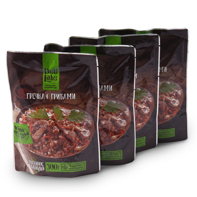 Готовое блюдо Гречка с грибами пакет 300 г DeliLabs 4шт*300г 1,2кг