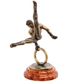 Народные промыслы AM-3206 Фигурка «Гимнаст на кольце» (латунь, янтарь)