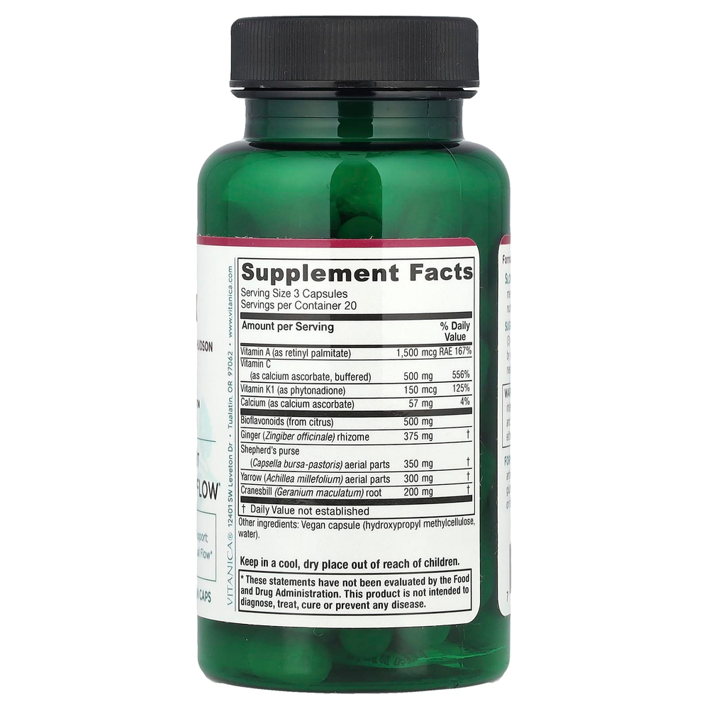 Vitanica, Slow Flow, поддержка менструального цикла, 60 вегетарианских капсул